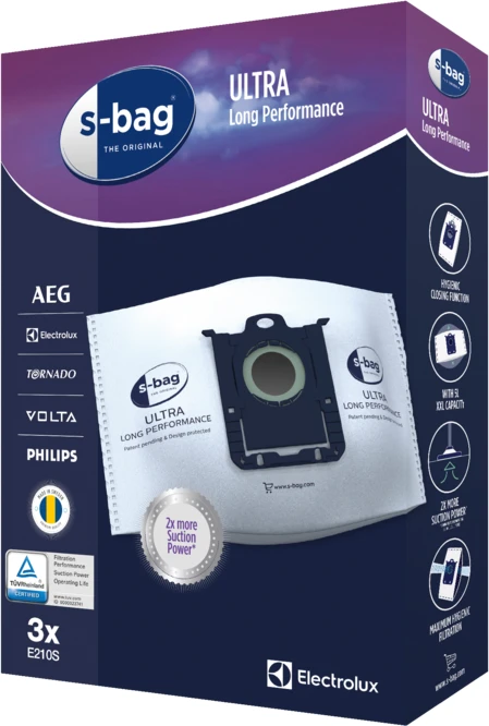 Electrolux E210S s-bag® Ultra hosszú élettartamú porzsák 4. kép