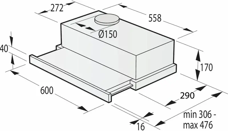 Gorenje TH60E3B kihúzható páraelszívó 7. kép