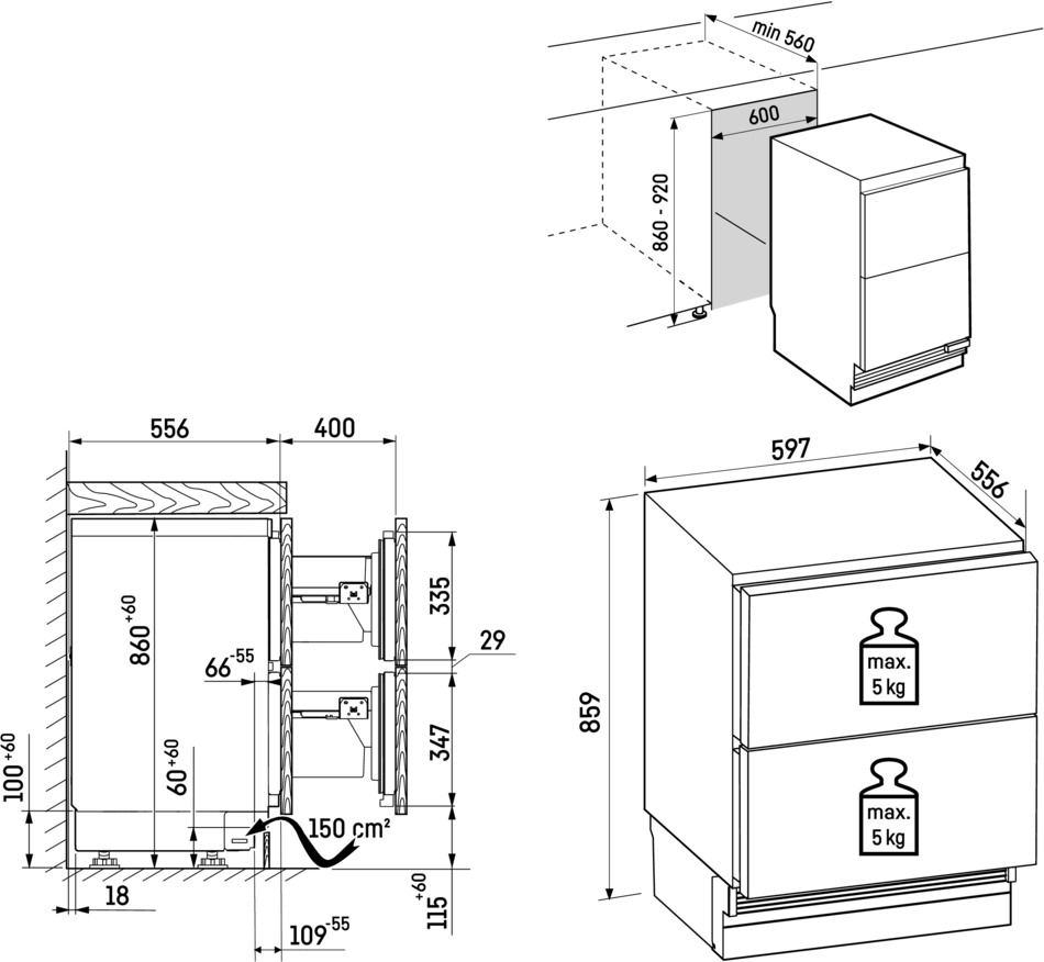 Liebherr URDD 375I pult alá építhető hűtőszekrény 12. kép