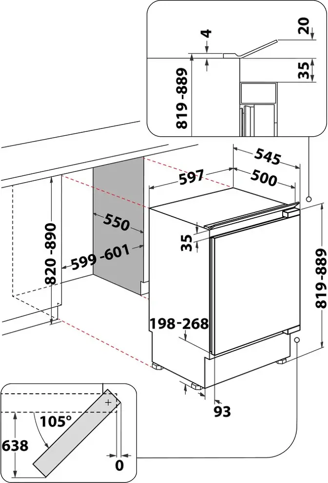 Whirlpool WBUFZ011 Pult alá építhető fagyasztószekrény 4. kép